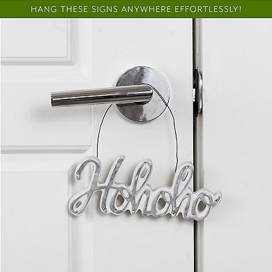 Large Farmhouse Christmas Word Art Ornaments in Galvanized Rustic Tin Script