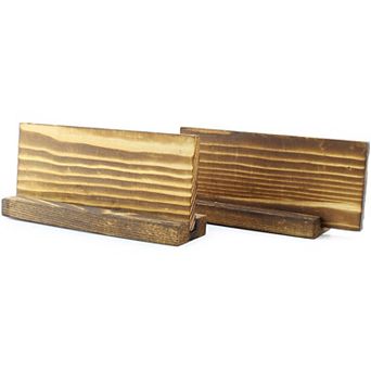 Blank Wooden Tabletop Signs with Holders, 6-Pack; Unfinished Brown Signs for DIY Decor