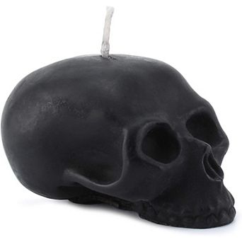 Skull Shaped Black Candle; Large Decorative Wax Candle for Halloween Displays