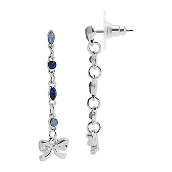 LC Lauren Conrad Crystal Bow Chain Drop Earrings