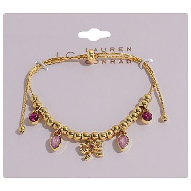LC Lauren Conrad Crystal Bow Charm Pull Bracelet