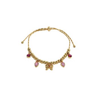 LC Lauren Conrad Crystal Bow Charm Pull Bracelet