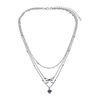 LC Lauren Conrad Crystal 3-Layer Bow Pendant Necklace