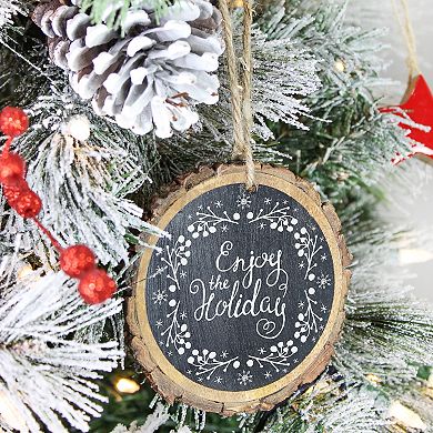 Wood Slice Chalkboard Christmas Ornaments (6-Pack)