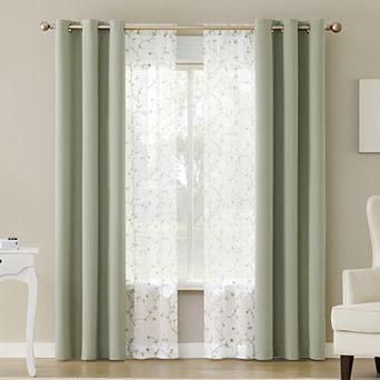 The Big One® Lyona 4 pc Embroidered Sheer & Solid Blackout Curtain Set