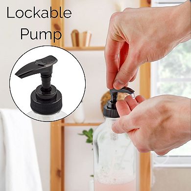 8oz Clear Glass Pump Bottles, 4-Pack Refillable Dispensers for Lotions or Oils