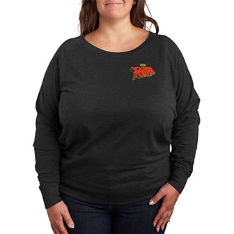 Plus Size Marvel X-Men Logo French Terry Long Sleeve Tee