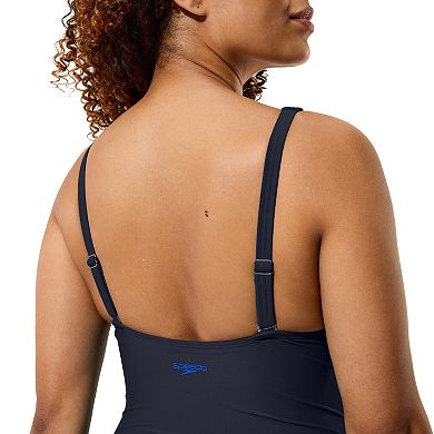 Women's Speedo Solid V-Neck One-Piece Swimsuit
