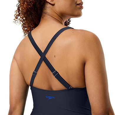 Women's Speedo Solid V-Neck One-Piece Swimsuit