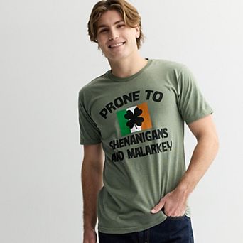 Men's St. Patrick's Day Prone To Shenanigans and Malarkey Graphic Tee