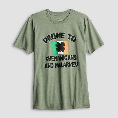 Men's St. Patrick's Day Prone To Shenanigans and Malarkey Graphic Tee