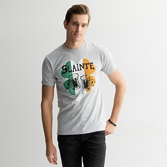 Men's St. Patrick's Day Slainte Irish Flag Clover Graphic Tee