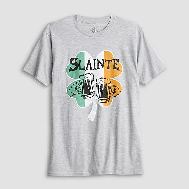 Men's St. Patrick's Day Slainte Irish Flag Clover Graphic Tee