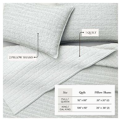 100% Cotton Honeycomb Waffle Garment Washed Quilt and Sham Set