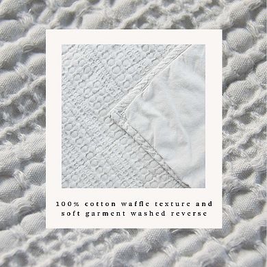 100% Cotton Honeycomb Waffle Garment Washed Quilt and Sham Set