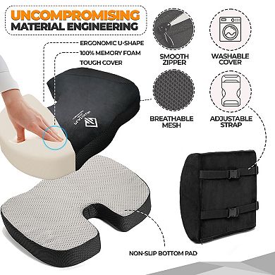 Platinum-Level Comfortable Ergonomic Memory Foam Lumbar Seat Cushion Back Pain Relief