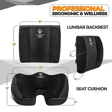 Platinum-Level Comfortable Ergonomic Memory Foam Lumbar Seat Cushion Back Pain Relief