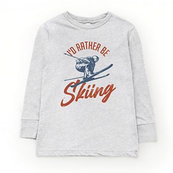 I'd Rather Be Skiing - Youth Long Sleeve Graphic T-Shirt
