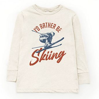 I'd Rather Be Skiing - Youth Long Sleeve Graphic T-Shirt