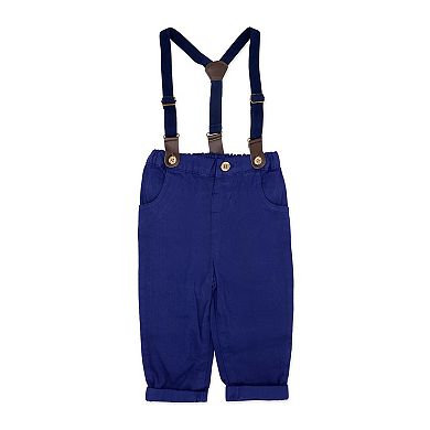 Little Gent Toddler Boys 4 Piece Red Plaid Suspender and Bowtie Set