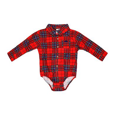 Little Gent Toddler Boys 4 Piece Red Plaid Suspender and Bowtie Set