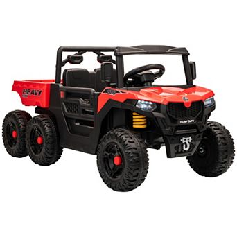Qaba 24V 4WD Kids Ride On Car with 6 Wheels, 2 Seater and Dump Bed