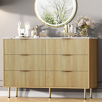 Modern 6-Drawer Dresser, Wood Chest of Drawers with Wide & Deep Storage for Bedroom, Living Room