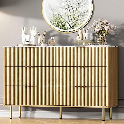 Modern 6-Drawer Dresser, Wood Chest of Drawers with Wide & Deep Storage for  Bedroom, Living Room