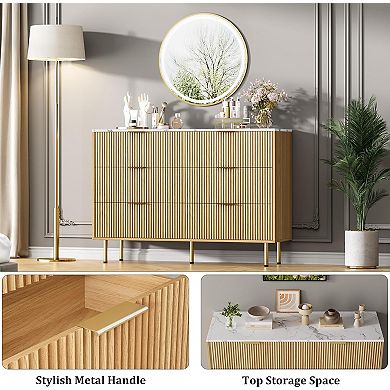 Modern 6-Drawer Dresser, Wood Chest of Drawers with Wide & Deep Storage for Bedroom, Living Room