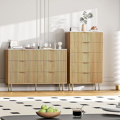 Modern 6-Drawer Dresser, Wood Chest of Drawers with Wide & Deep Storage for Bedroom, Living Room