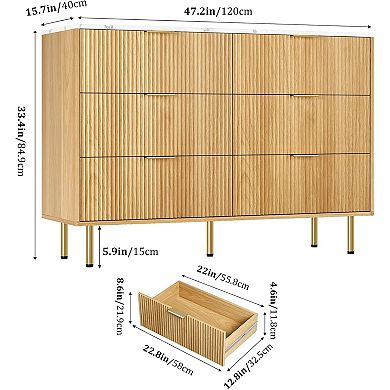 Modern 6-Drawer Dresser, Wood Chest of Drawers with Wide & Deep Storage for Bedroom, Living Room