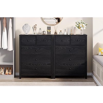 Tall 5-Drawer Dresser, Modern Wood Chest with Deep Storage for Bedroom &  Home Office