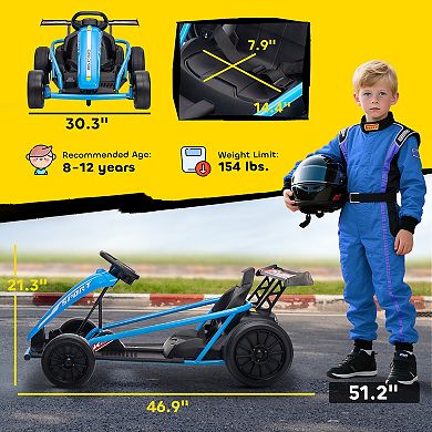 Qaba 24V 8.1 MPH Electric Drift Kart for Kids with Dual Motors