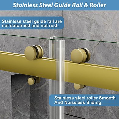 Frameless Bathtub Shower Doors 56-60 W x 60 H, Double Sliding Tub Shower Door with Tempered Glass