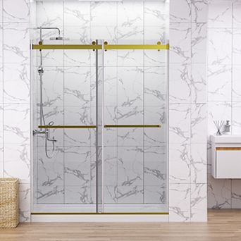 Frameless Bathtub Shower Doors 56-60 W x 60 H, Double Sliding Tub Shower Door with Tempered Glass