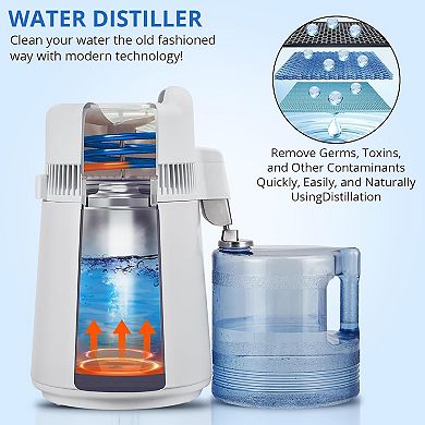 1 Gallon/6L Countertop Home Distiller, Water Purification System with Plastic Container, 750W
