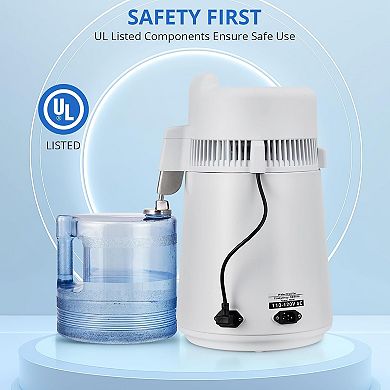 1 Gallon/6L Countertop Home Distiller, Water Purification System with Plastic Container, 750W