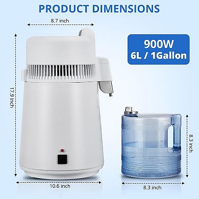 1 Gallon/6L Countertop Home Distiller, Water Purification System with Plastic Container, 750W