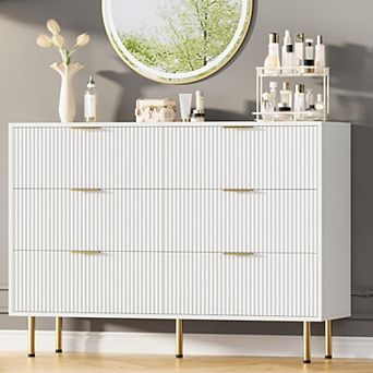 Modern 6-Drawer Dresser, Wood Chest of Drawers with Wide & Deep Storage for Bedroom, Living Room