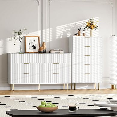 Modern 6-Drawer Dresser, Wood Chest of Drawers with Wide & Deep Storage for Bedroom, Living Room