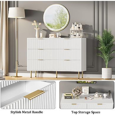 Modern 6-Drawer Dresser, Wood Chest of Drawers with Wide & Deep Storage for Bedroom, Living Room