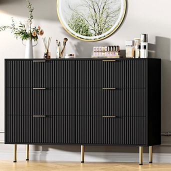 Modern 6-Drawer Dresser, Wood Chest of Drawers with Wide & Deep Storage for Bedroom, Living Room