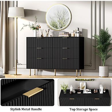 Modern 6-Drawer Dresser, Wood Chest of Drawers with Wide & Deep Storage for Bedroom, Living Room