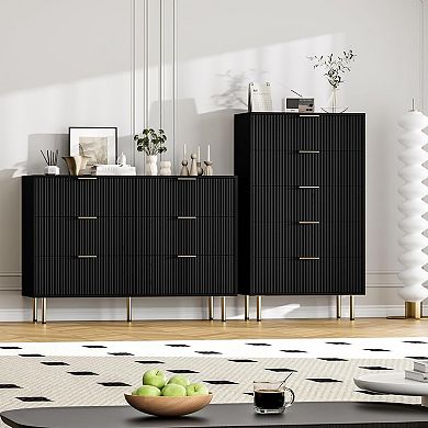Modern 6-Drawer Dresser, Wood Chest of Drawers with Wide & Deep Storage for Bedroom, Living Room