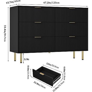 Modern 6-Drawer Dresser, Wood Chest of Drawers with Wide & Deep Storage for Bedroom, Living Room