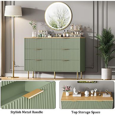 Modern 6-Drawer Dresser, Wood Chest of Drawers with Wide & Deep Storage for Bedroom, Living Room