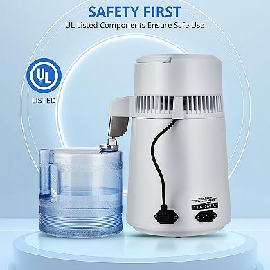 1 Gallon/4L Home Distiller, Countertop Water Purifier with Plastic Container, 750W for Home/Office