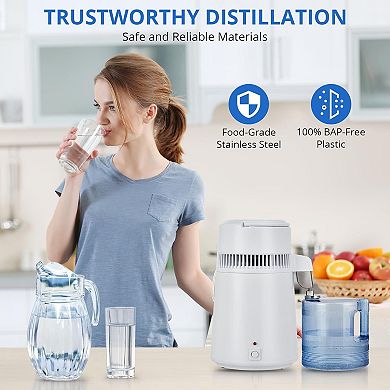 1 Gallon/4L Home Distiller, Countertop Water Purifier with Plastic Container, 750W for Home/Office