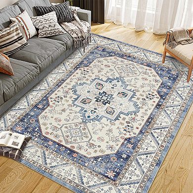 Large Area Rugs Living Room with Non-Slip Backing Stain-Resistant Low Pile Persia On the Love Side