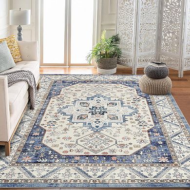 Large Area Rugs Living Room with Non-Slip Backing Stain-Resistant Low Pile Persia On the Love Side